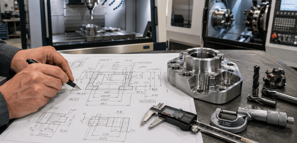 Błędy w projektach pod frezowanie CNC i toczenie CNC – analiza rysunku technicznego detalu